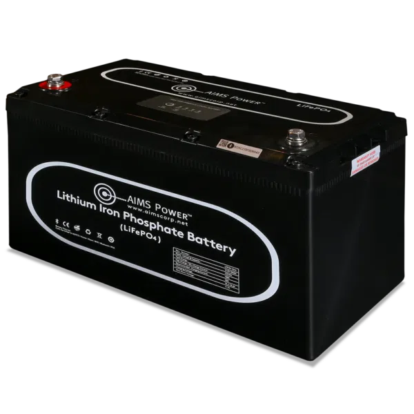LFP12V104A – AIMS POWER Battery, Group 27 12.8 Volt 104 Ampere Hour Capacity M8 Threaded Stud Top Terminals Lithium I...